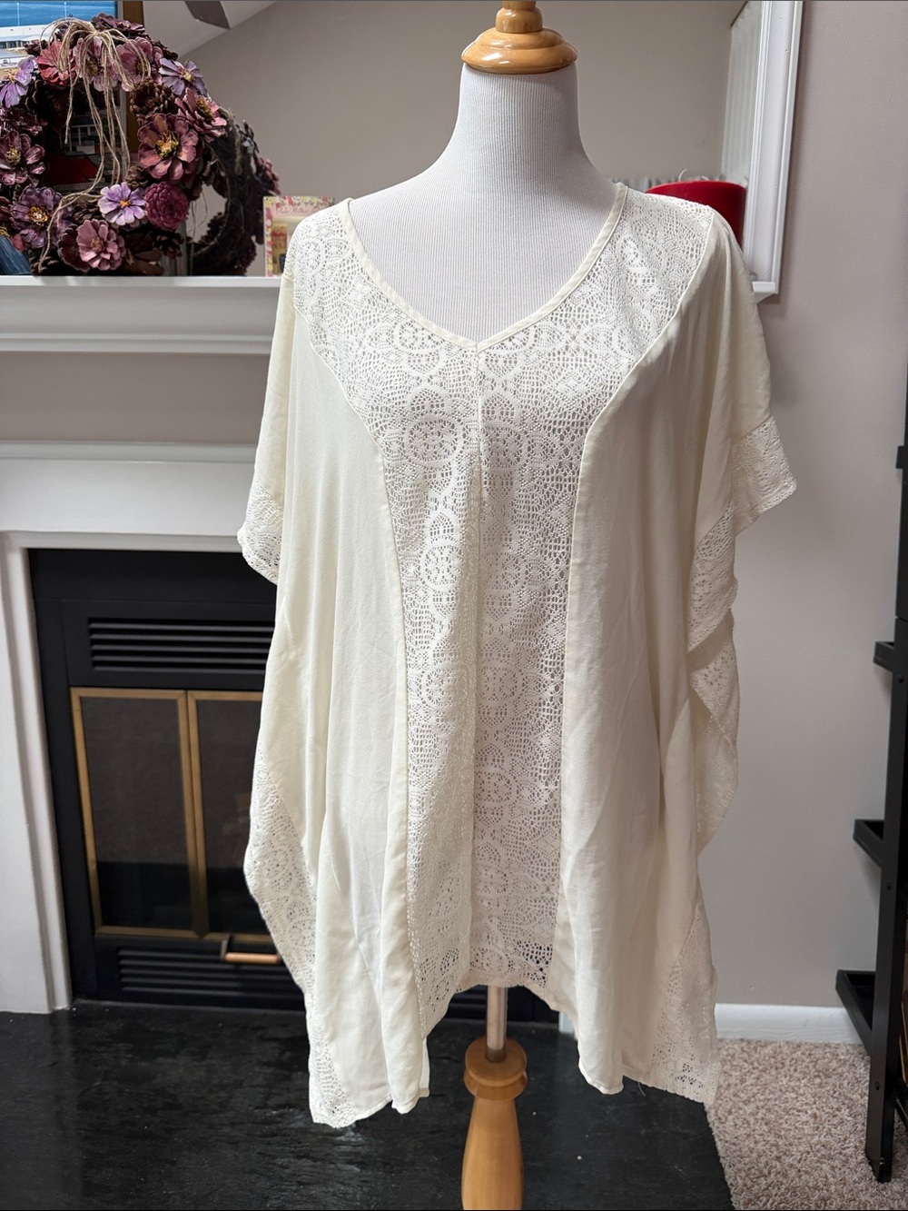 Xhilaration Cream Lace Tunic Swim Cover-Up
